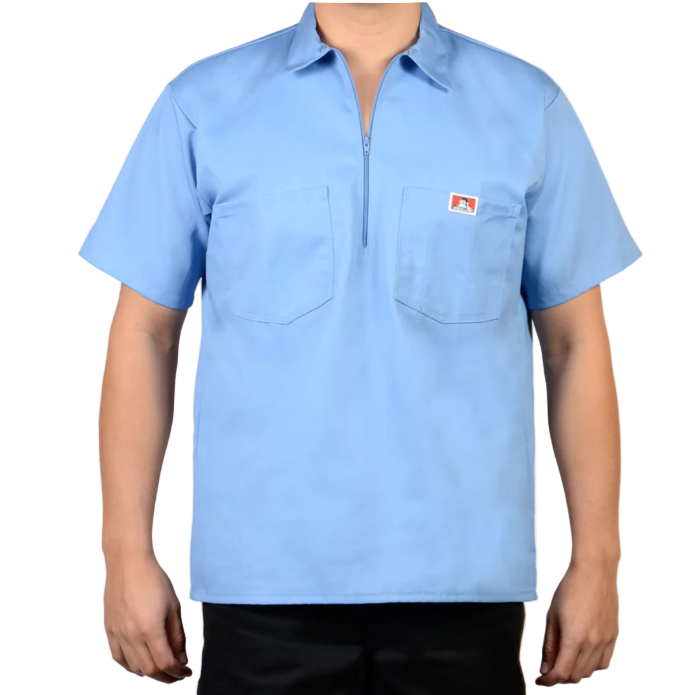 1/2 Zipper Short Sleeve Solid - Light Blue - Purpose-Built / Home of the Trades - -