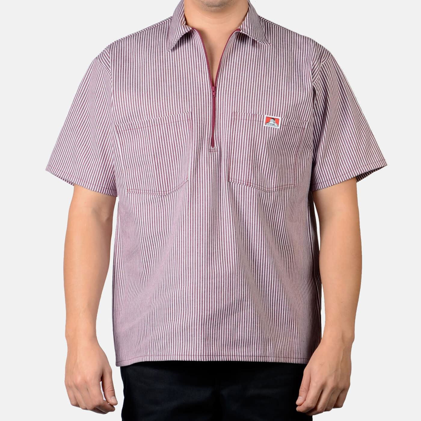 1/2 Zipper Short Sleeve Stripe - Burgandy - Purpose-Built / Home of the Trades -  -
