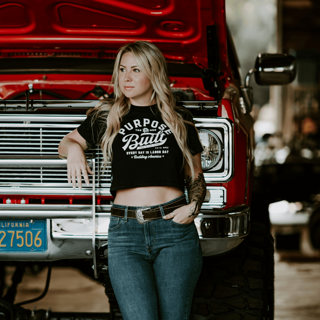 Script Crop Tee - Black - Purpose-Built / Home of the Trades