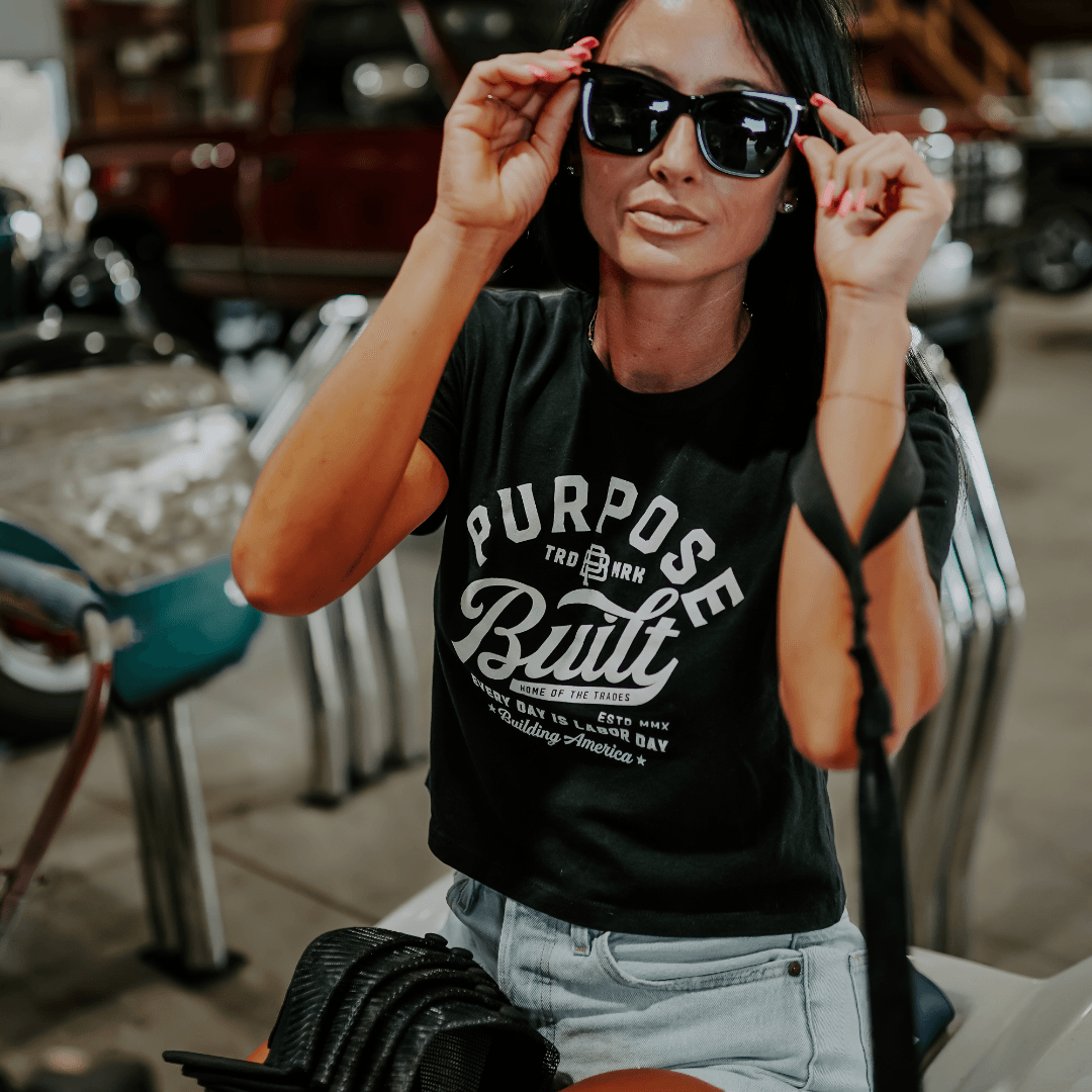 Script Crop Tee - Black - Purpose-Built / Home of the Trades