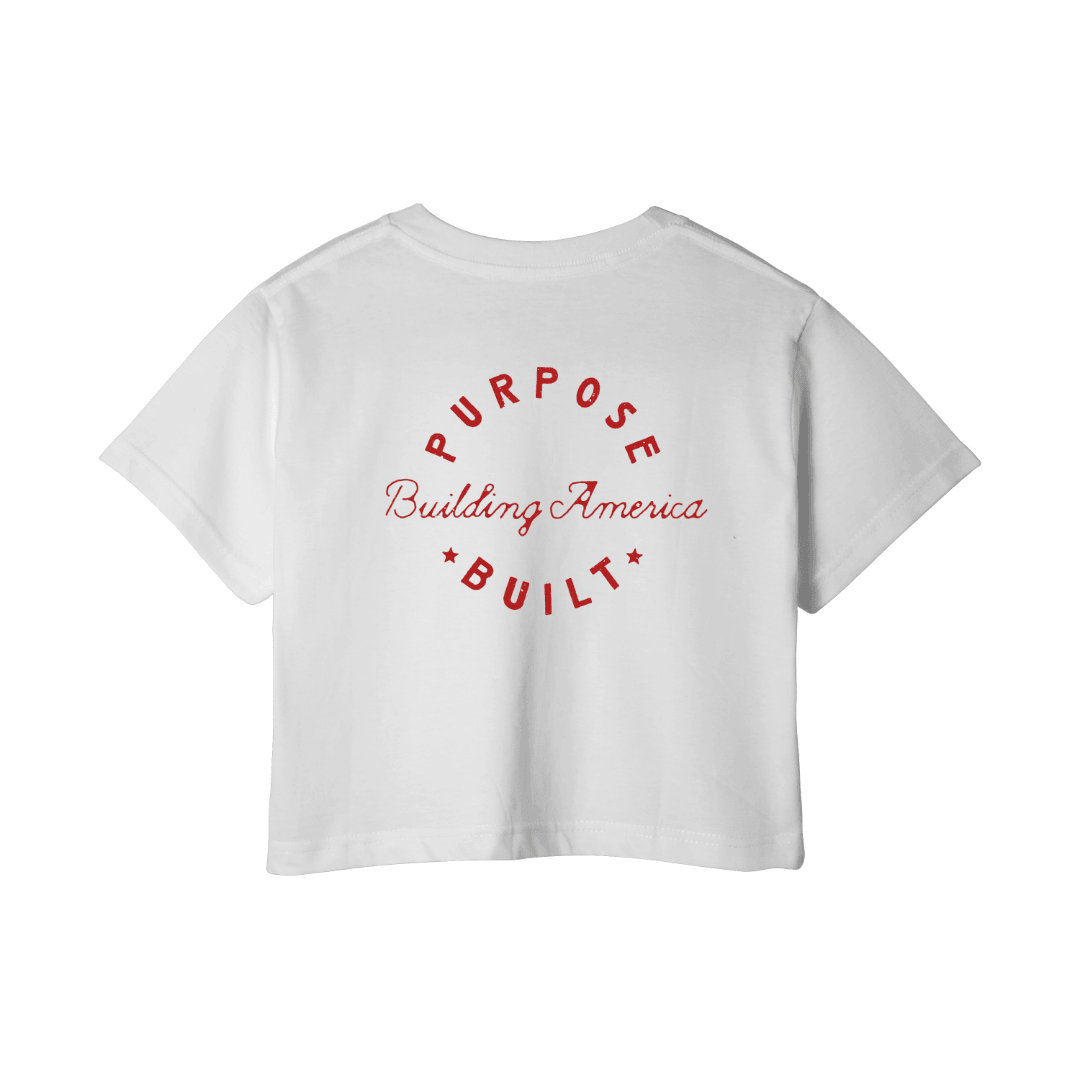 Building America Crop Top - White - Purpose-Built / Home of the Trades