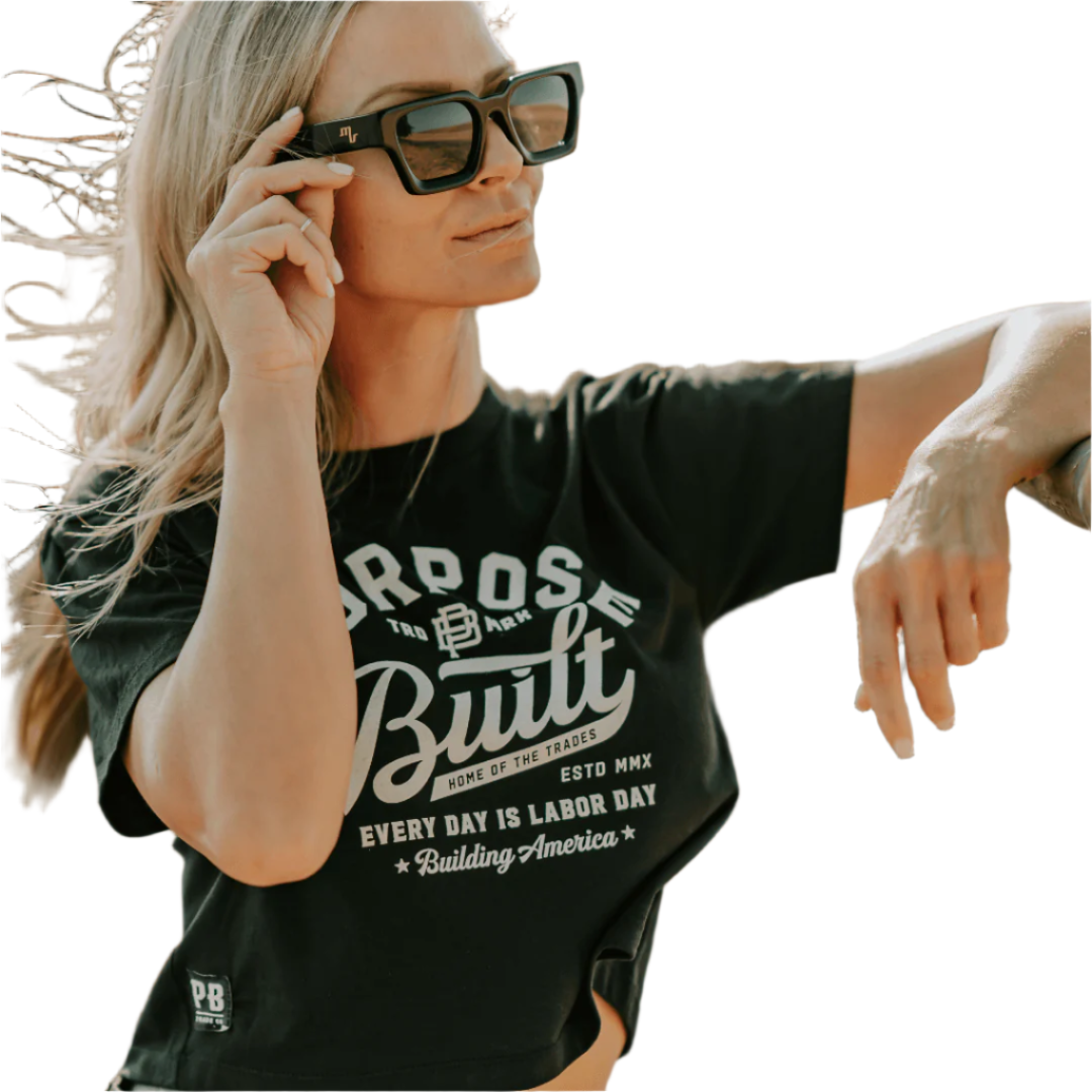 Script Crop Tee - Black - Purpose-Built / Home of the Trades
