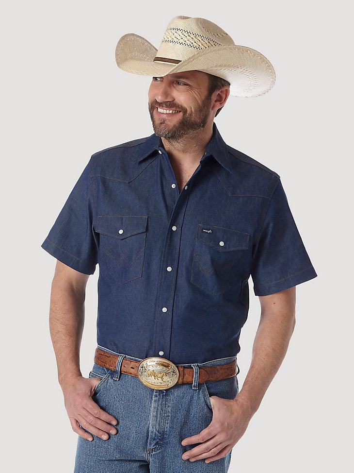 Western Cowboy Cut Short Sleeve Work Shirt - Rigid Indigo - Purpose-Built / Home of the Trades