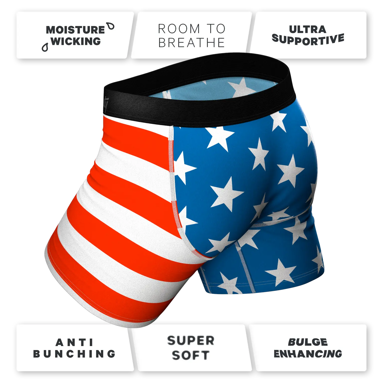 The Mascot - American Flag Ball Hammock® Pouch Underwear With Fly