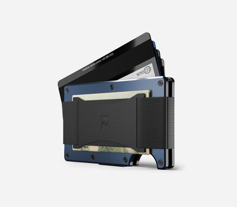 Aluminum | Alpine Navy Minimalist Wallet - Cash Strap - -