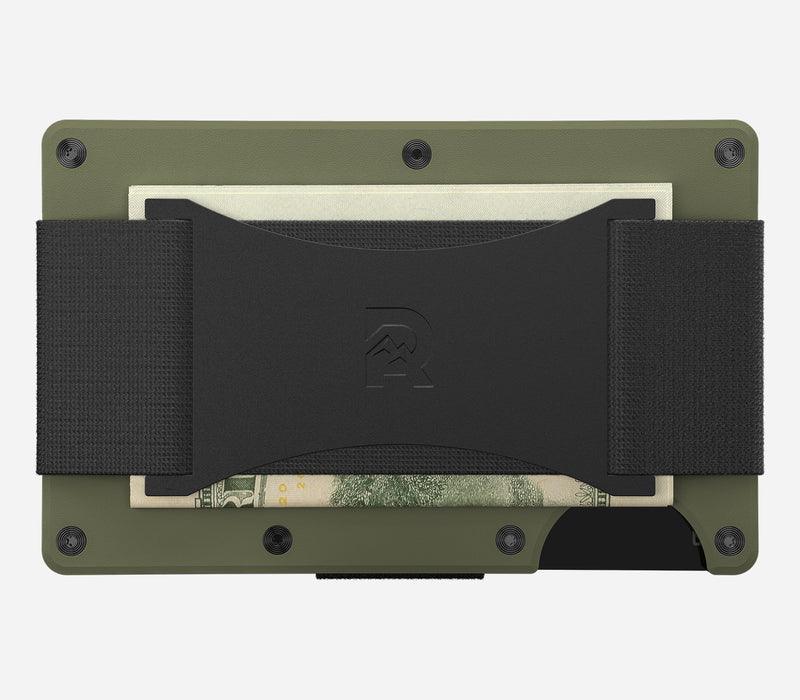 Aluminum | Matte Olive Minimalist Wallet - Cash Strap - Purpose-Built / Home of the Trades