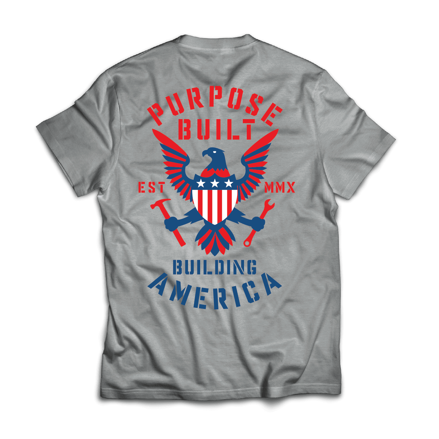 Built on America Tee, Grey - Purpose-Built / Home of the Trades