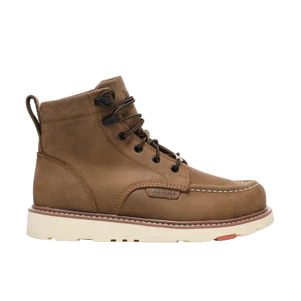 Moc toe composite toe work boot by BRUNT in brown, 6 inch waterproof full grain leather upper