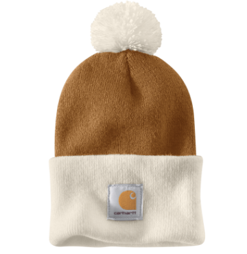 Knit Pom Cuffed Beanie- Carhartt Brown