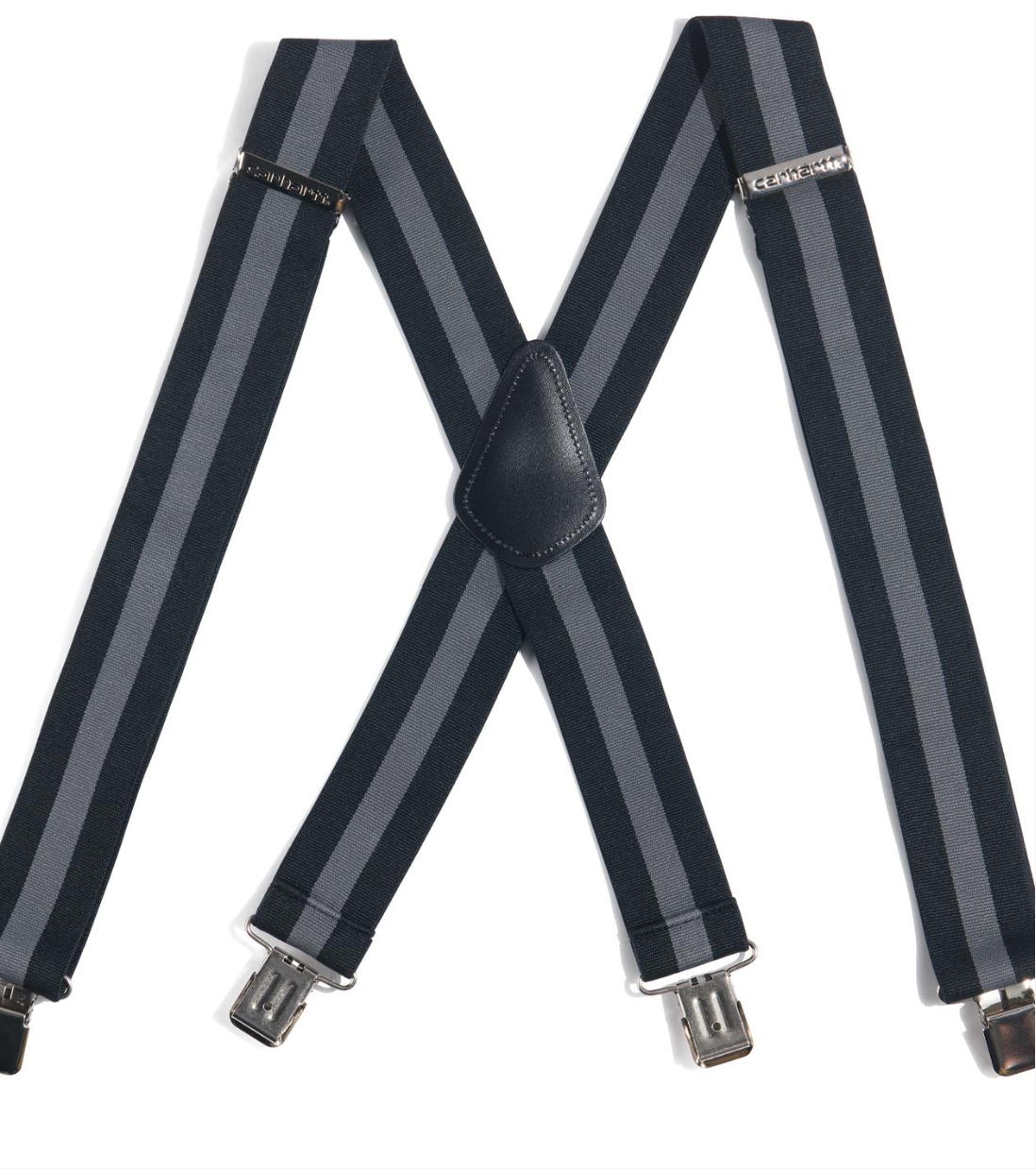 Rugged FlexT Elastic Two-Tone Suspenders- Black with Steel Stripe