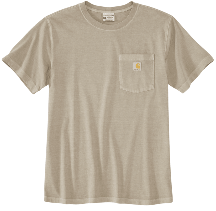 Relaxed Fit Lightweight Short-Sleeved Garment Dyed Pocket T-Shirt - Greige