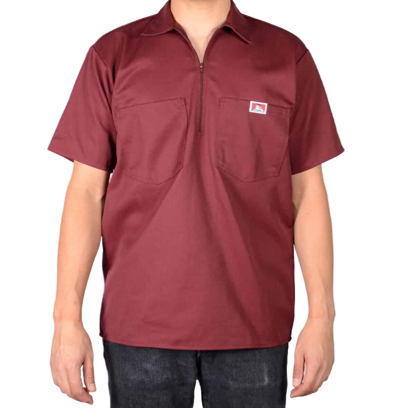 1/2 Zipper Short Sleeve - Burgundy
