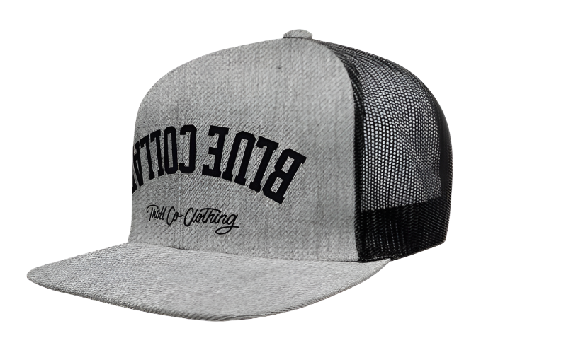 BC Bottoms Up Flat Brim Trucker - Gray Heather Black
