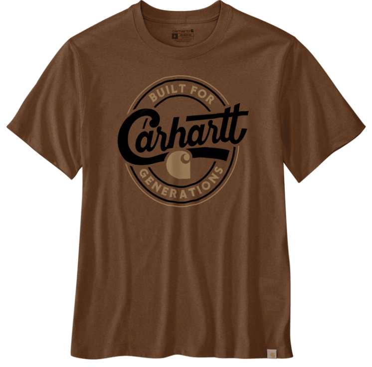 Relaxed Fit LW S/S Script Graphic T-Shirt- Red Duck Heather