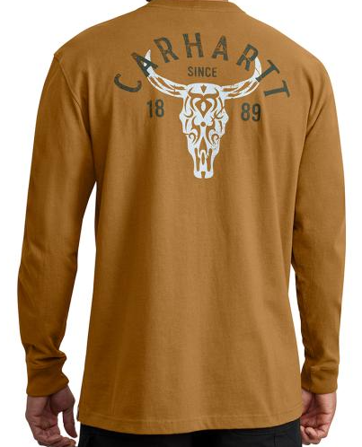 Loose Fit HW L/S Pocket Longhorn Grpahic Tee- C. Brown