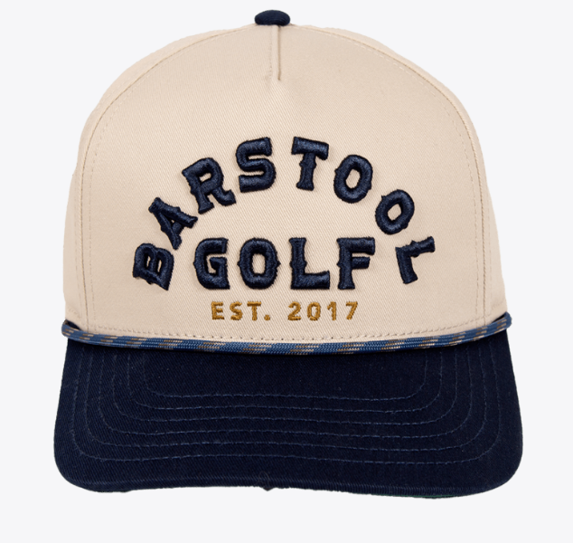 Barstool Golf Vintage Rope Snapback Hat - Cream/Navy