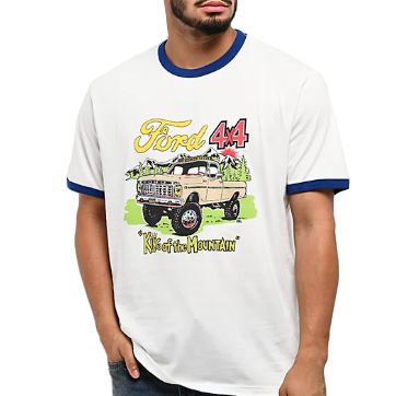 Ford King of the Mountains SS Ringer Tee- White