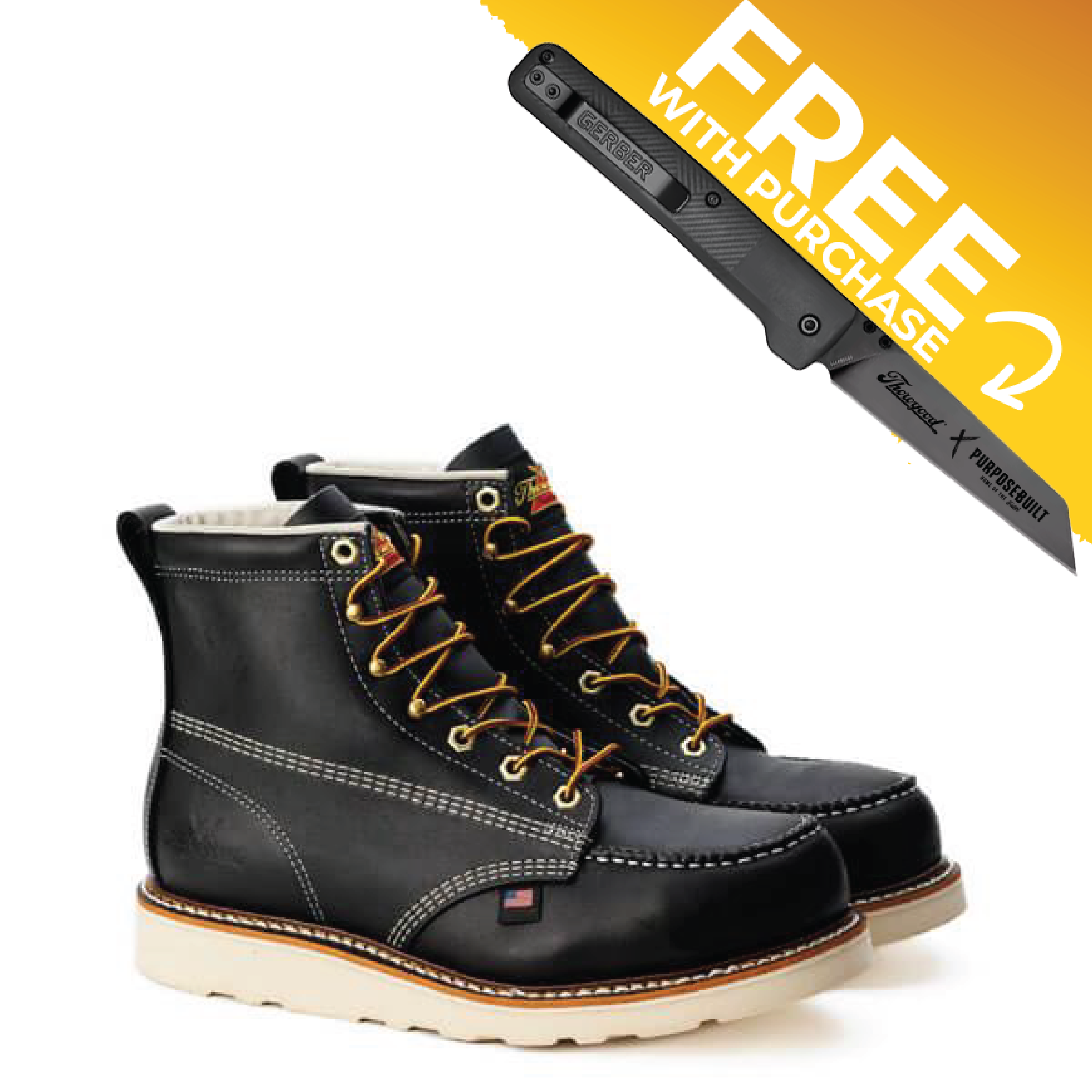 American Heritage 6 Black Moc Toe MAXwear Wedge Soft Toe