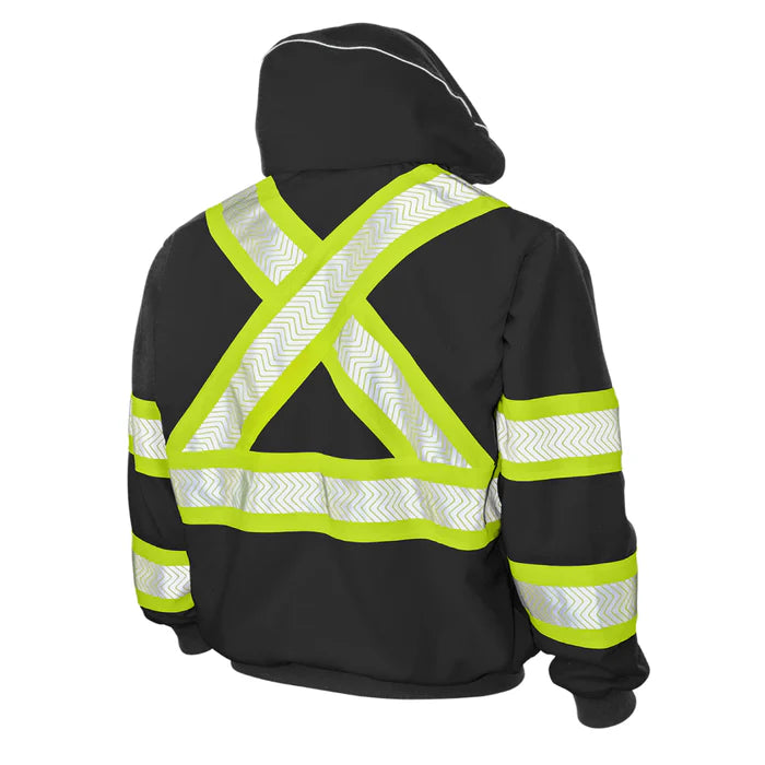Fleece Thermal Lined Safety Hoodie W/Adjustable Drawcord - Black