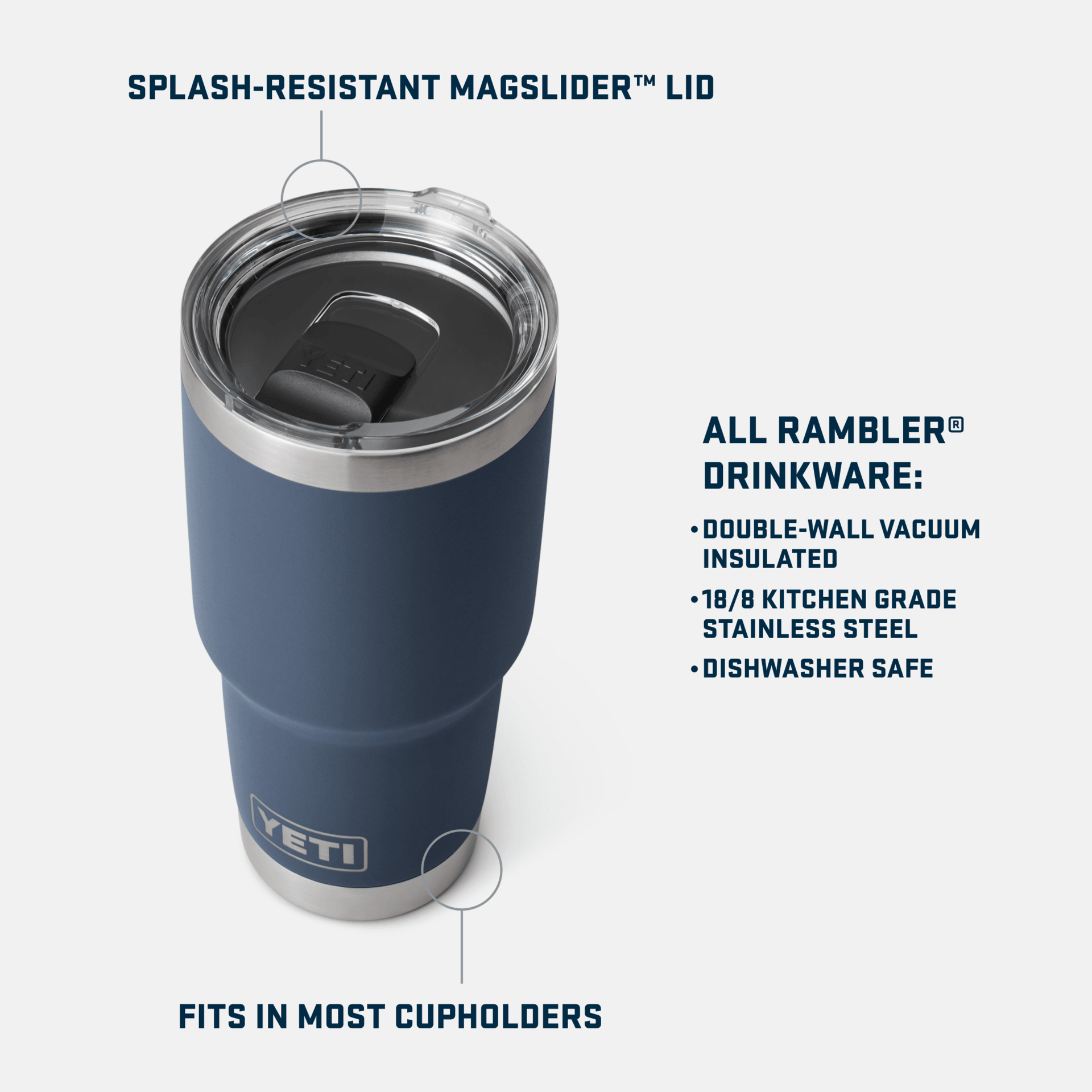 Rambler® 30 oz Tumbler w/Magslider™ Lid - White - Purpose-Built / Home of the Trades