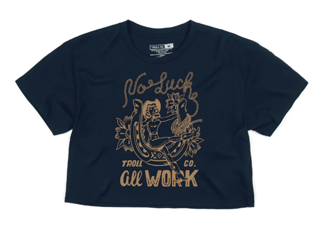 Women's No Luck Crop Tee - Navy - Purpose-Built / Home of the Trades