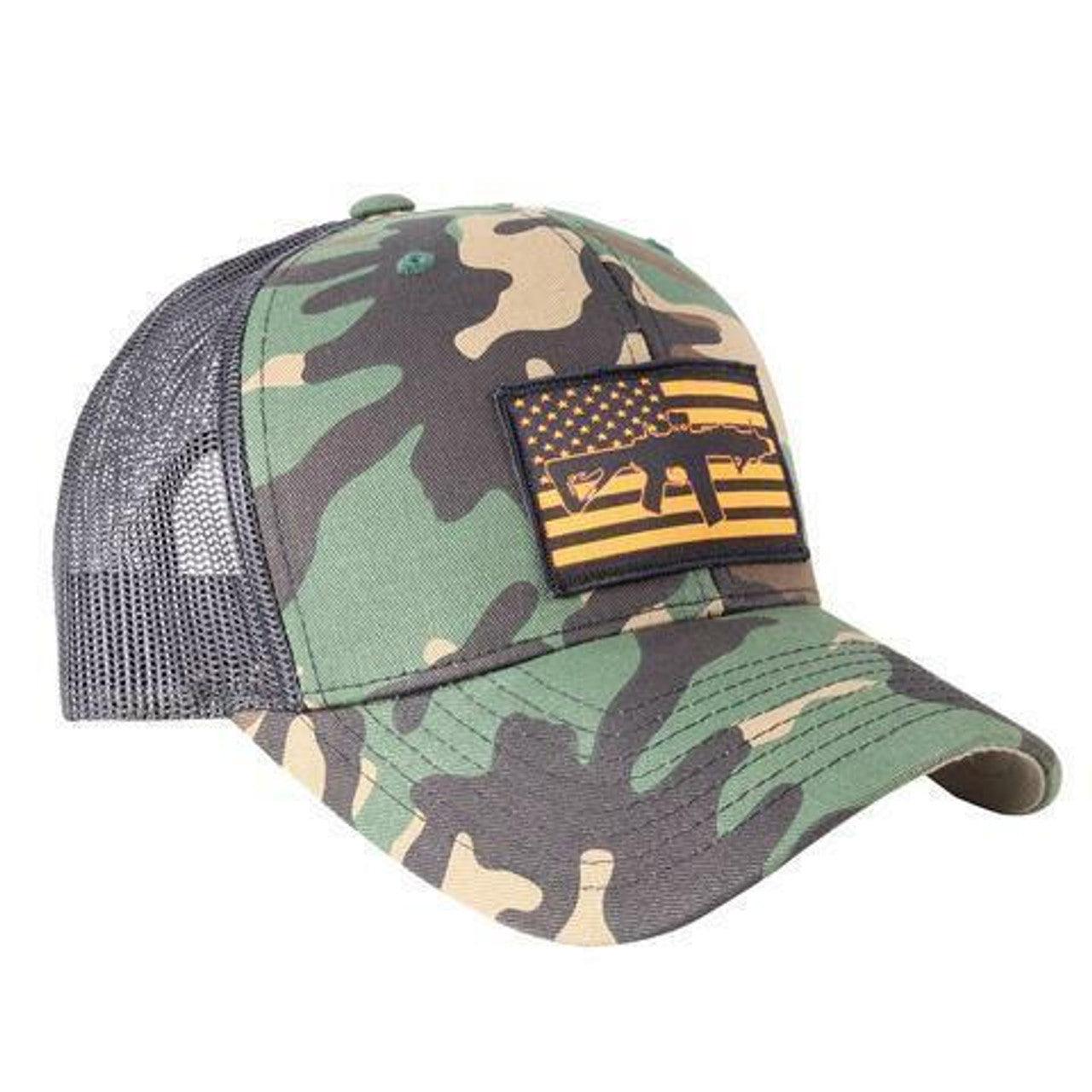 Python Black Camo Hat with American Flag Patch - Blackout Coffee Co.