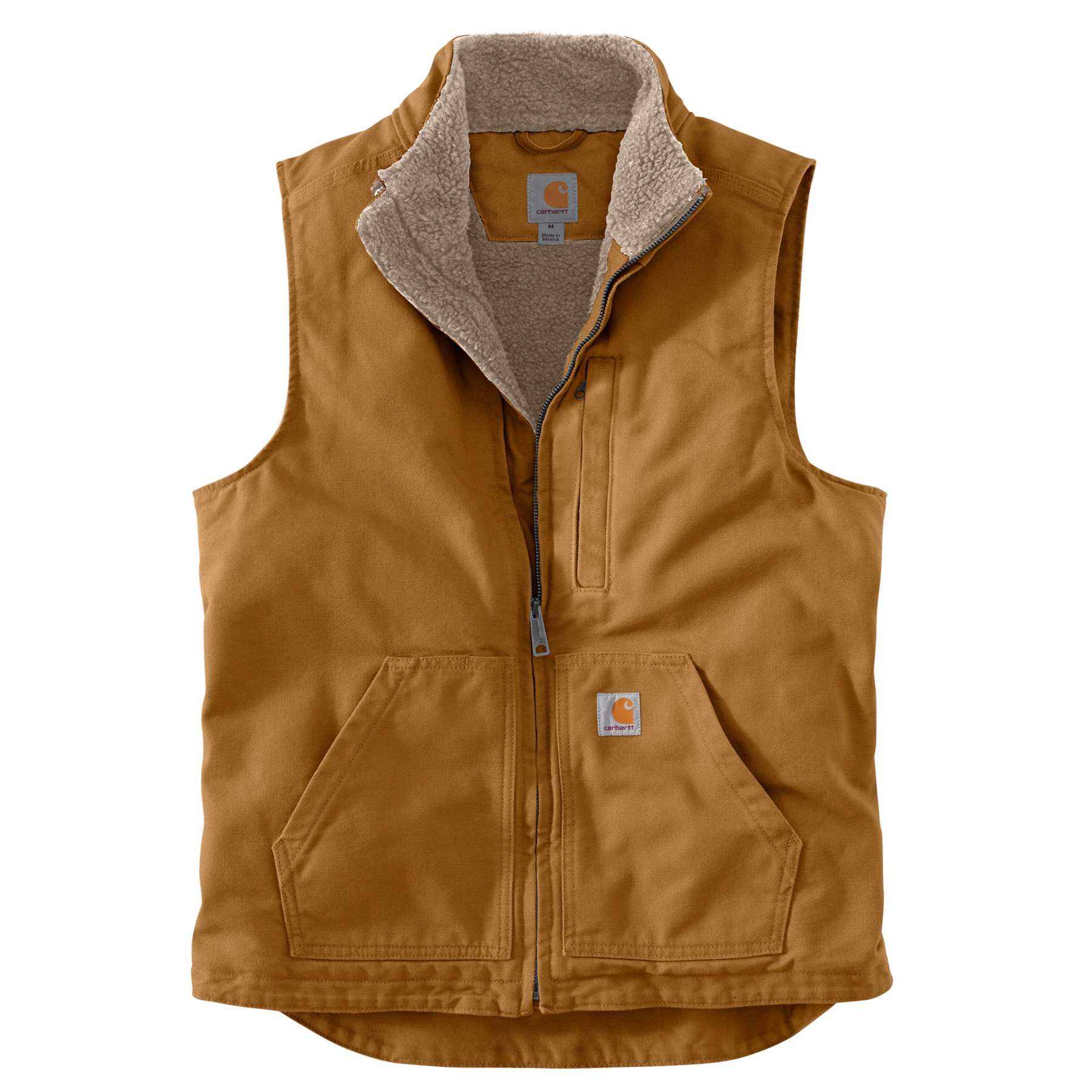 Men's 104277 Washed Duck Sherpa Lined Mock Vest - Brown
