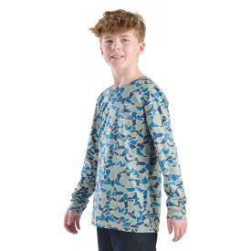 Youth Boys Force Sun Sun Defender Long-Sleeve Camo T-Shirt - Blue Duck Camo