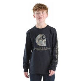 Youth Long-Sleeve Camo C T-Shirt- Caviar Black