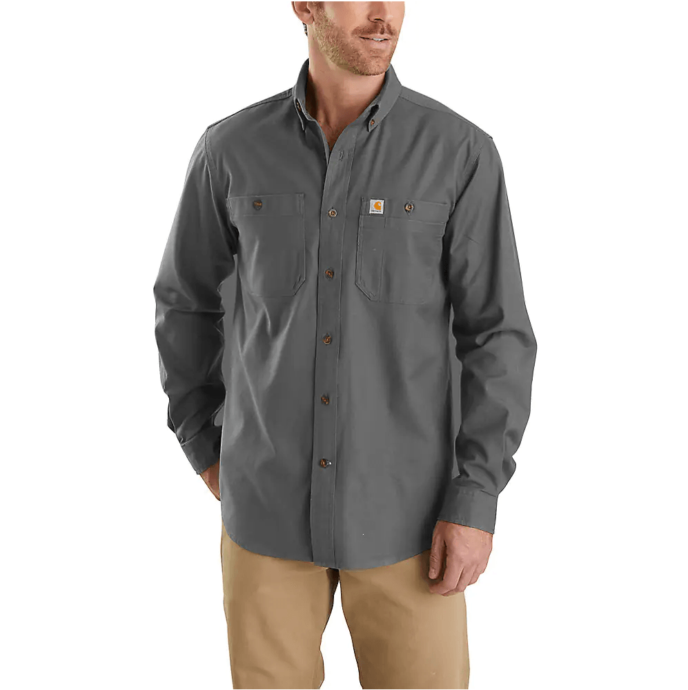 Rugged flex® relaxed fit midweight canvas long-sleeve shirt - Gravel
