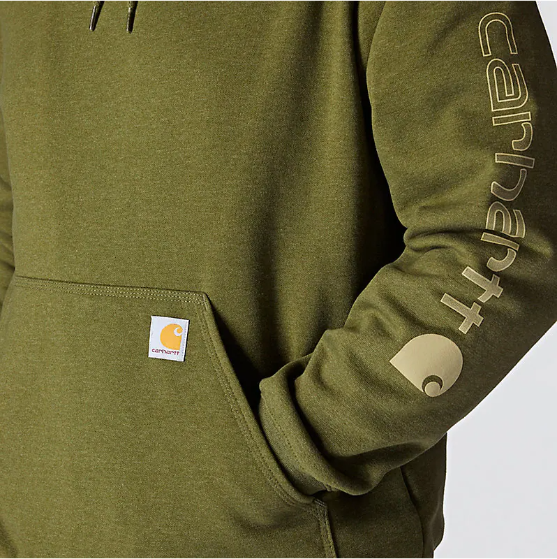 K288 Loose Fit Midweight Logo Sleeve Graphic Hoodie - Dark Bronzed Green Heather