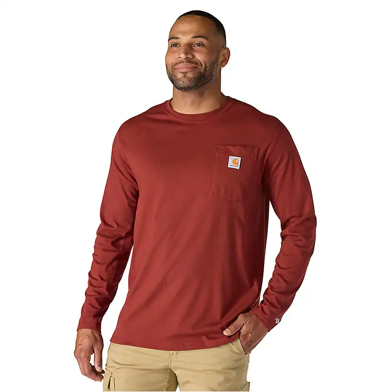 Carhartt force® relaxed fit midweight long-sleeve pocket t-shirt - Dark Spice Red Heather