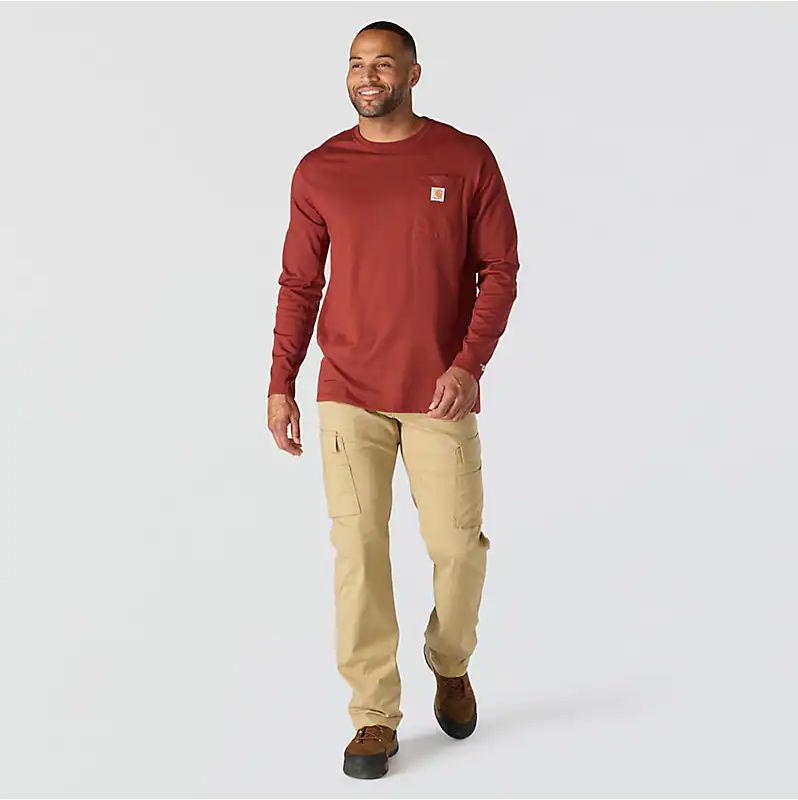 Carhartt force® relaxed fit midweight long-sleeve pocket t-shirt - Dark Spice Red Heather
