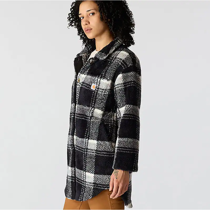 Women's LooseFit Fleece Shirt Jacket- Black