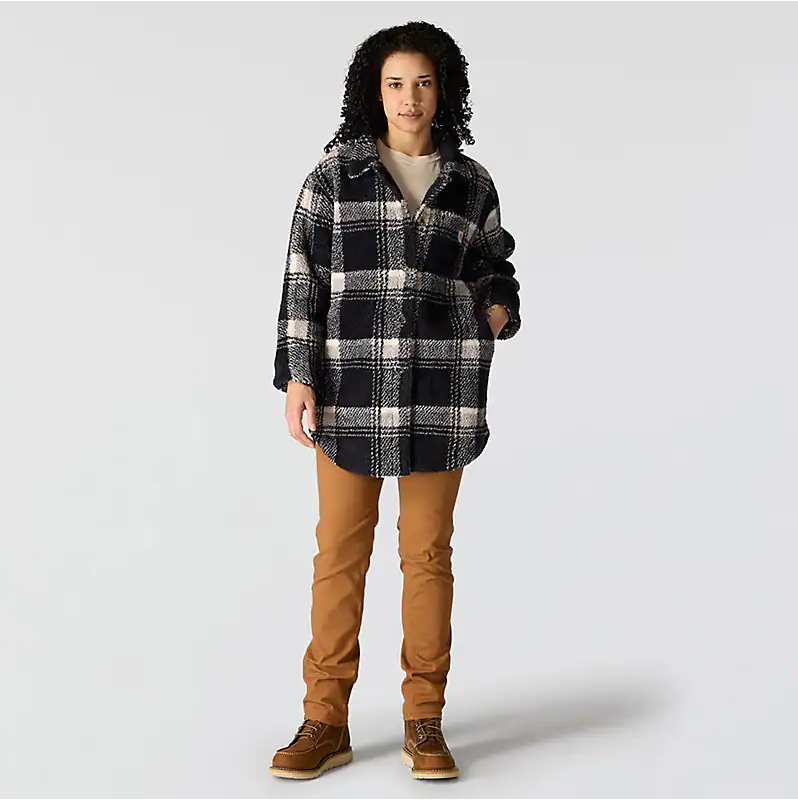 Women's LooseFit Fleece Shirt Jacket- Black