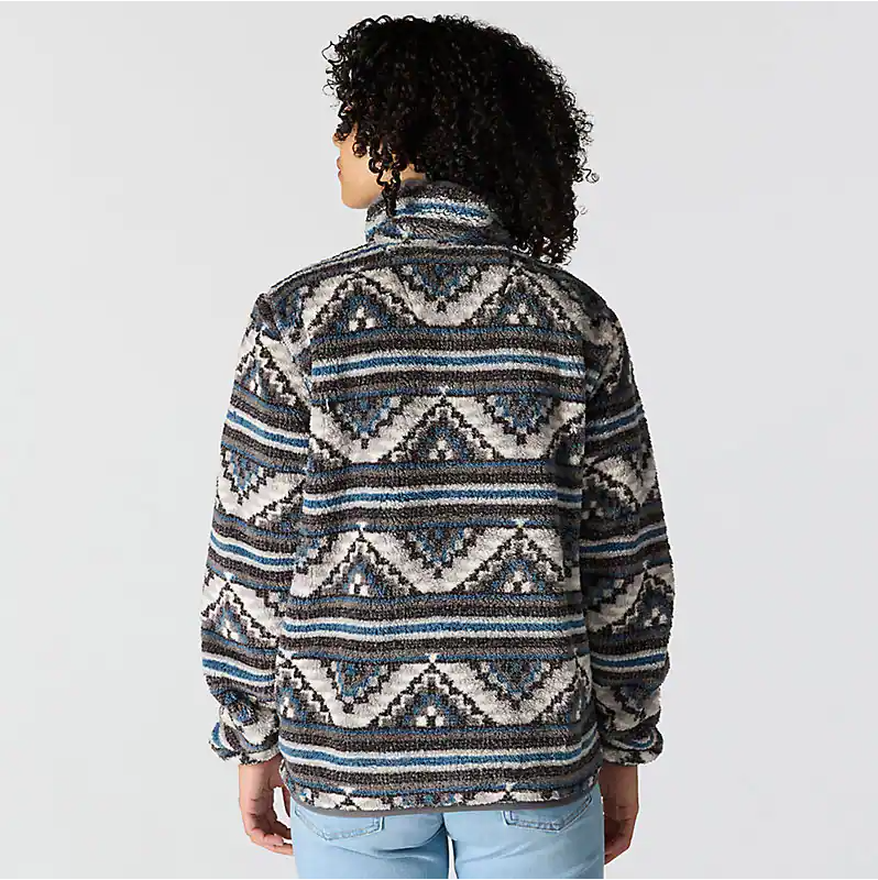 Women's LooseFit Fleece Pullover- B Yellowtail Mountain Print Shadow