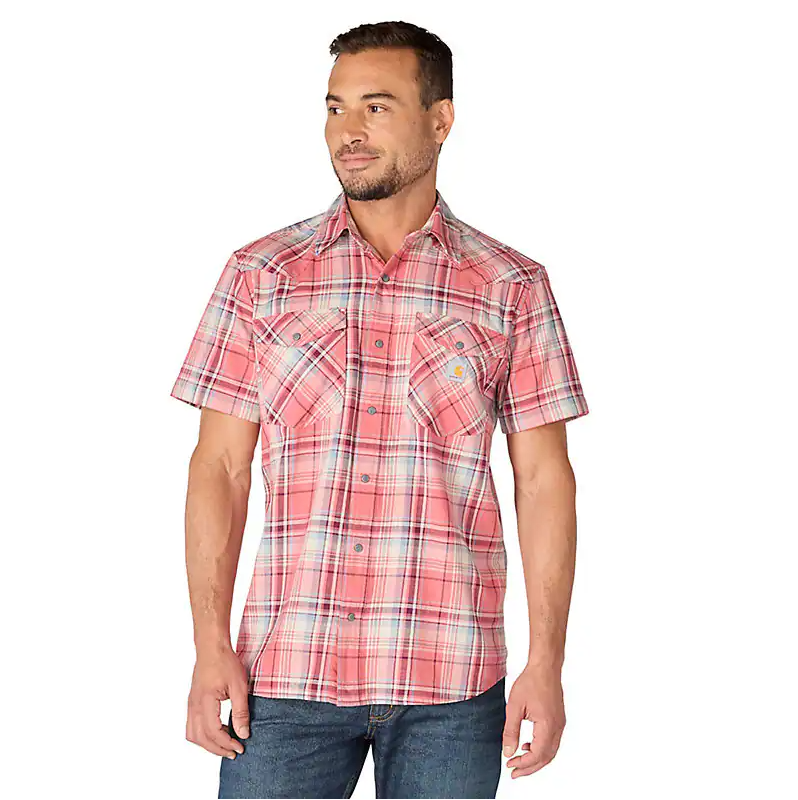 Montana Bozeman Relaxed SS Plaid Shirt- Light Amber