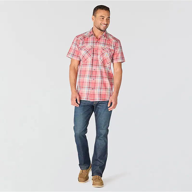 Montana Bozeman Relaxed SS Plaid Shirt- Light Amber