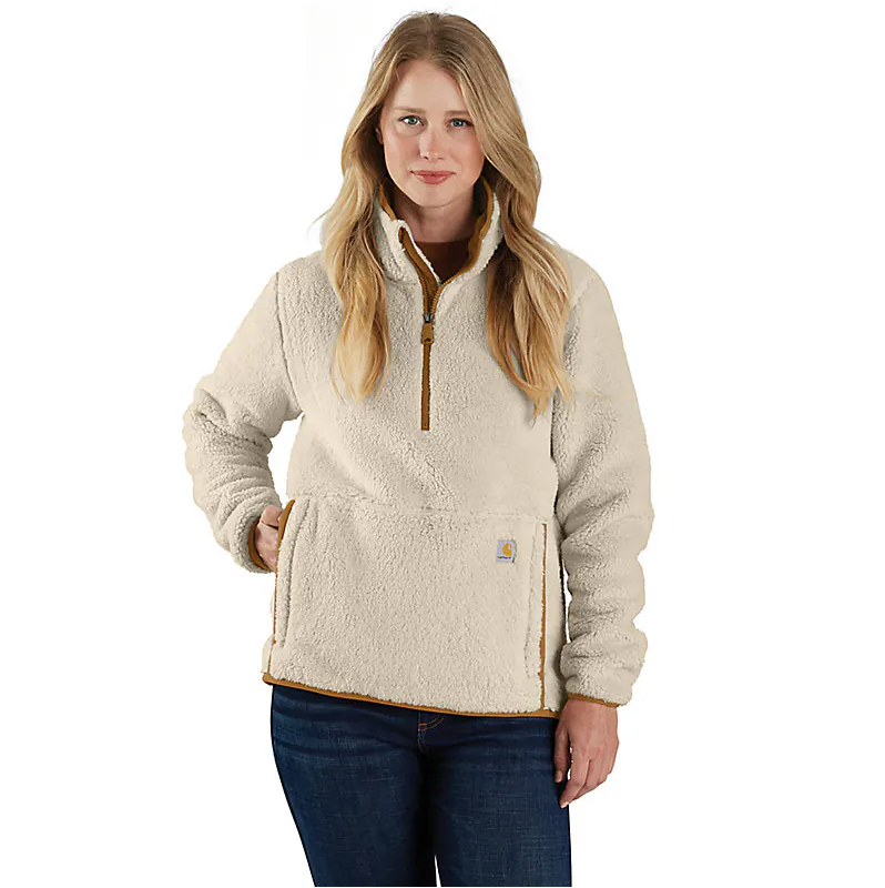 Women's Loose Fit Fleece Pullover - Oat Milk/Carhartt Brown Women's Loose Fit Fleece Pullover - Oat Milk/Carhartt Brown