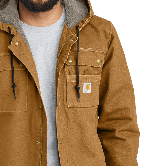 RELAXED FIT WASHED DUCK SHERPA-LINED UTILITY JACKET BROWN - Purpose-Built / Home of the Trades