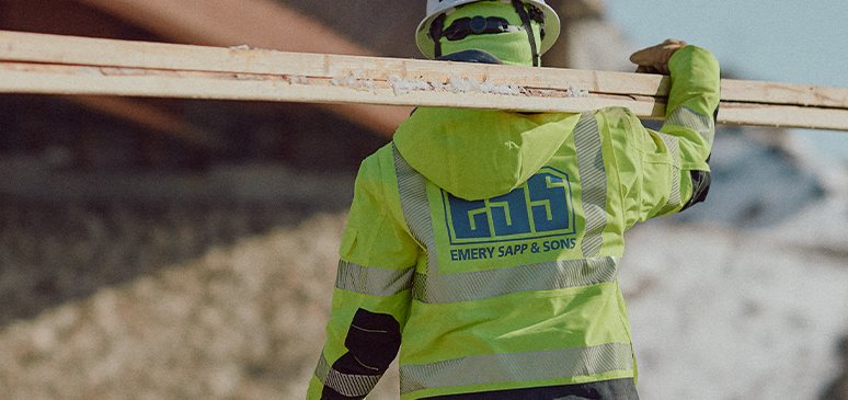 Hi-vis rain jacket, Emery Sapp & Sons crew
