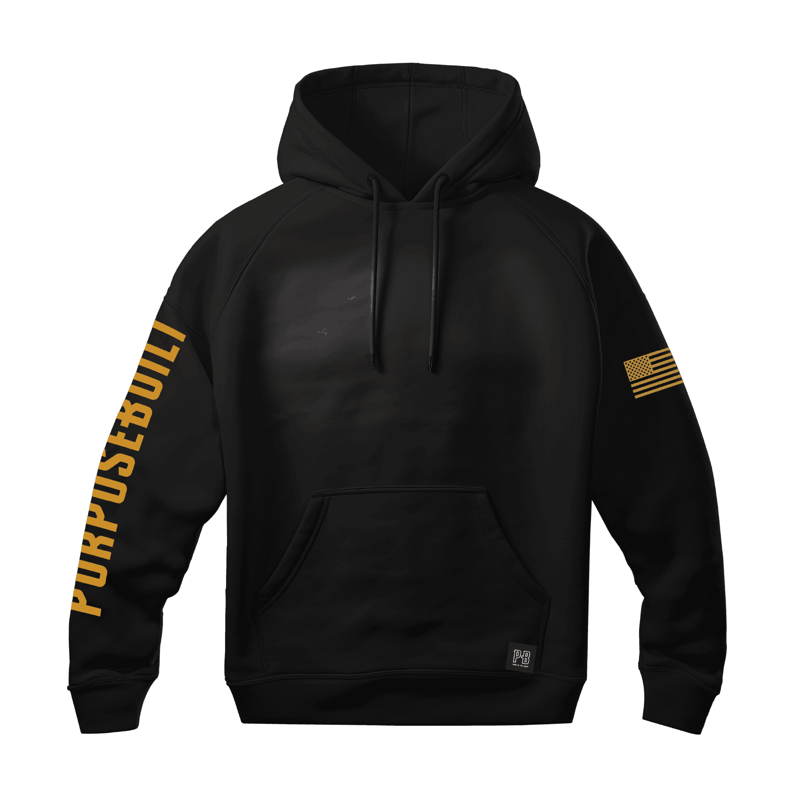 PB Logo Hoodie, Black & Tan - Purpose-Built / Home of the Trades