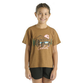 Youth Girls Short Sleeve Vehicle T-Shirt - Carhartt Brown