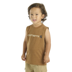 Youth Boys Sleeveless Graphic Logo T-Shirt - Carhartt Brown Heather