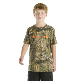Youth Boys Short Sleeve Logo Camo T-Shirt - Mossy Oak Country DNA