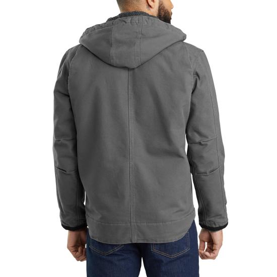 Men's Sherpa-Lined Utility Jacket - Relaxed Fit - Washed Duck, Black