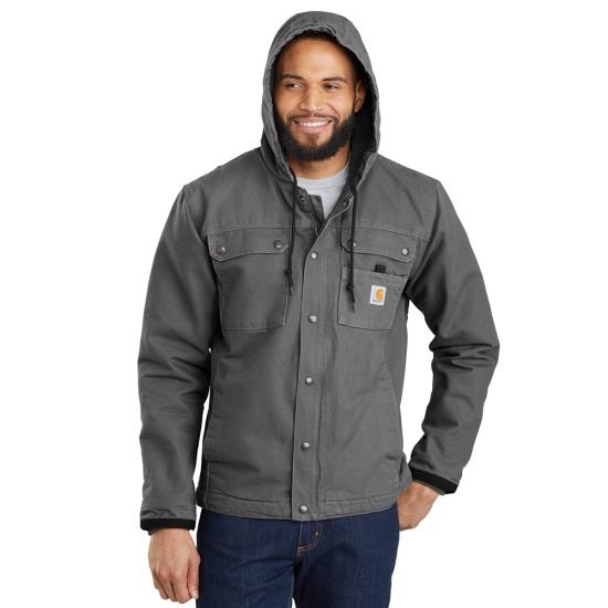 Men's Sherpa-Lined Utility Jacket - Relaxed Fit - Washed Duck, Black