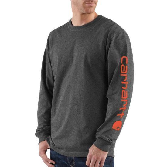 K231 - Long Sleeve Logo T-Shirt, Carbon Heather/Bold Orange - Purpose-Built / Home of the Trades