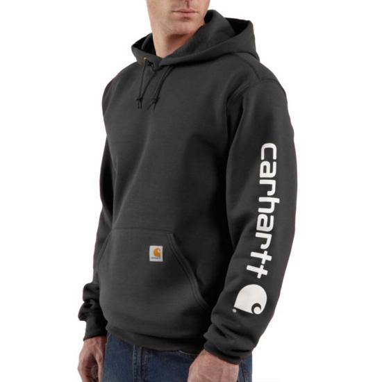 K288 Loose Fit Midweight Logo Sleeve Graphic Hoodie Black