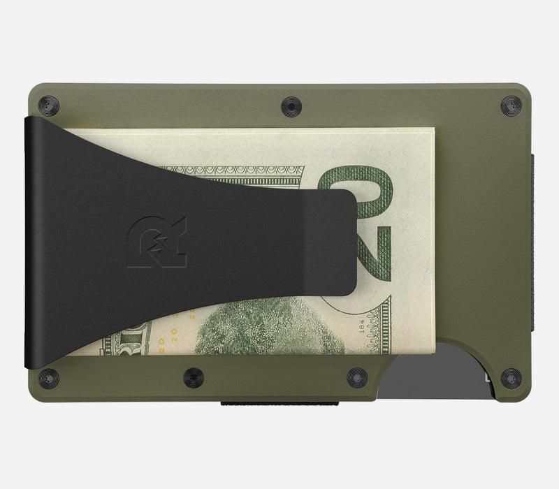 Aluminum | Matte Olive Minimalist Wallet - Money Clip - Purpose-Built / Home of the Trades